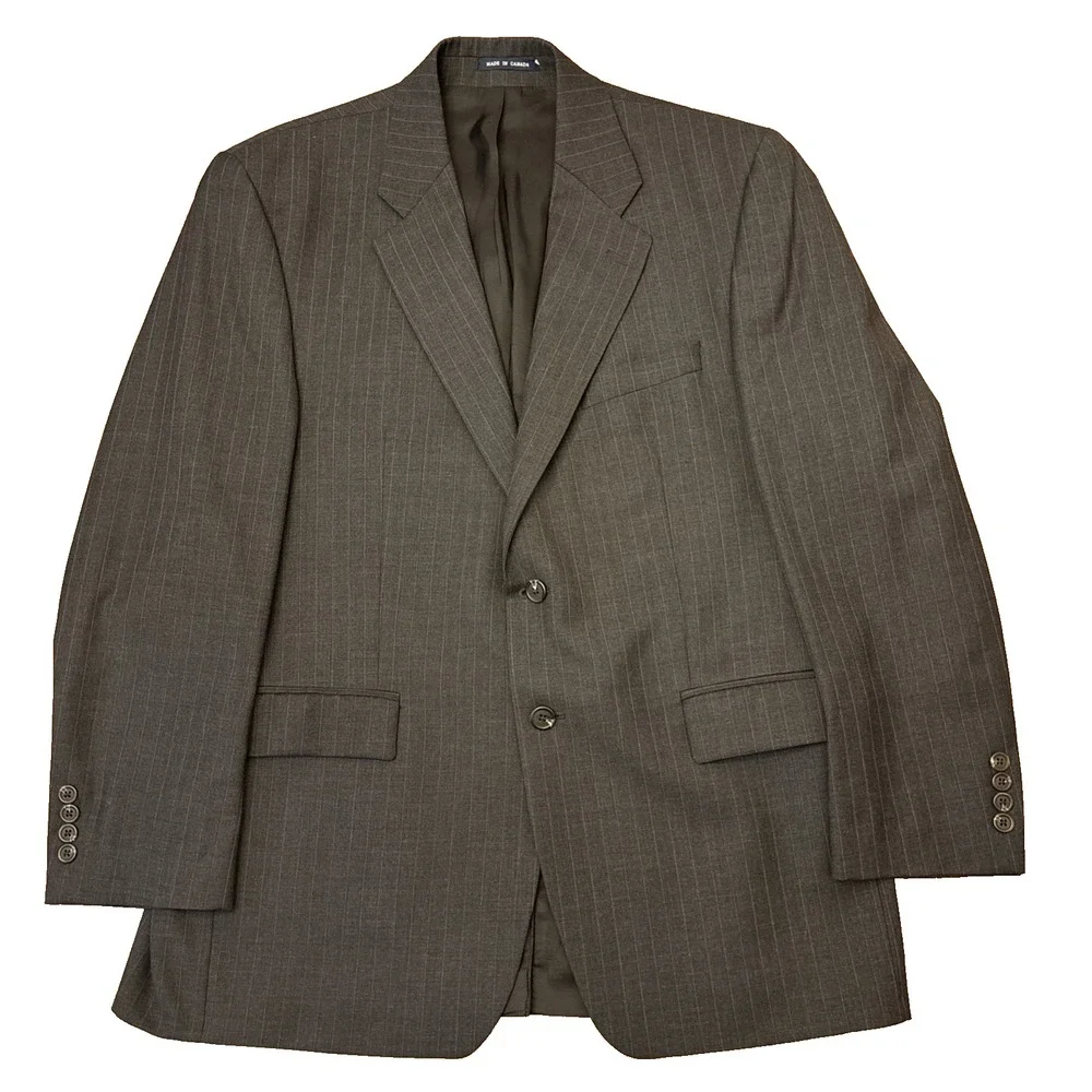 Ralph Lauren Mens Blazer Gray Pinstripe Wool 2 Button Suit Jacket Sport Coat 42R